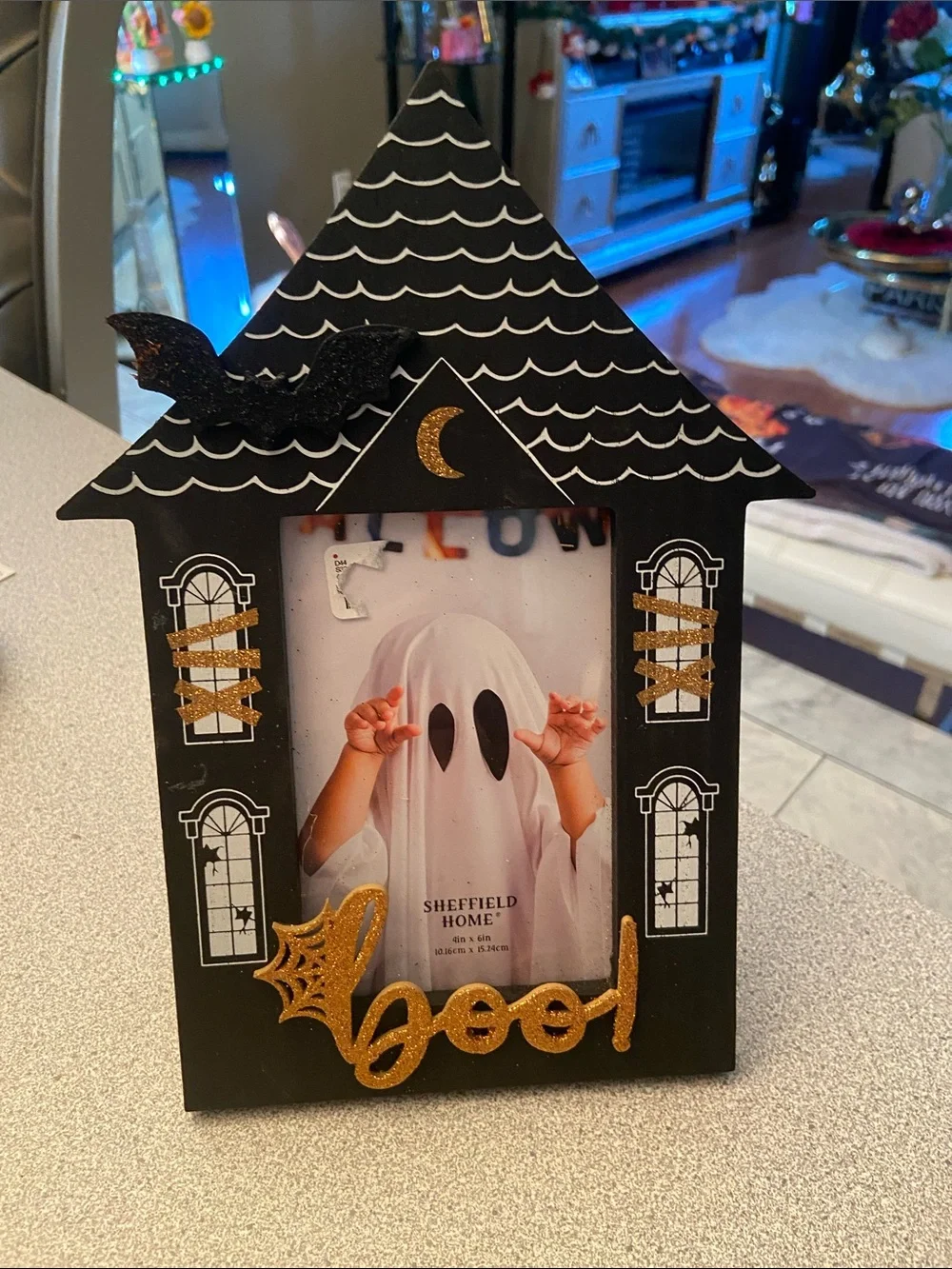 Sheffield Home Black and Gold Halloween House Frame with 'Boo' Accent